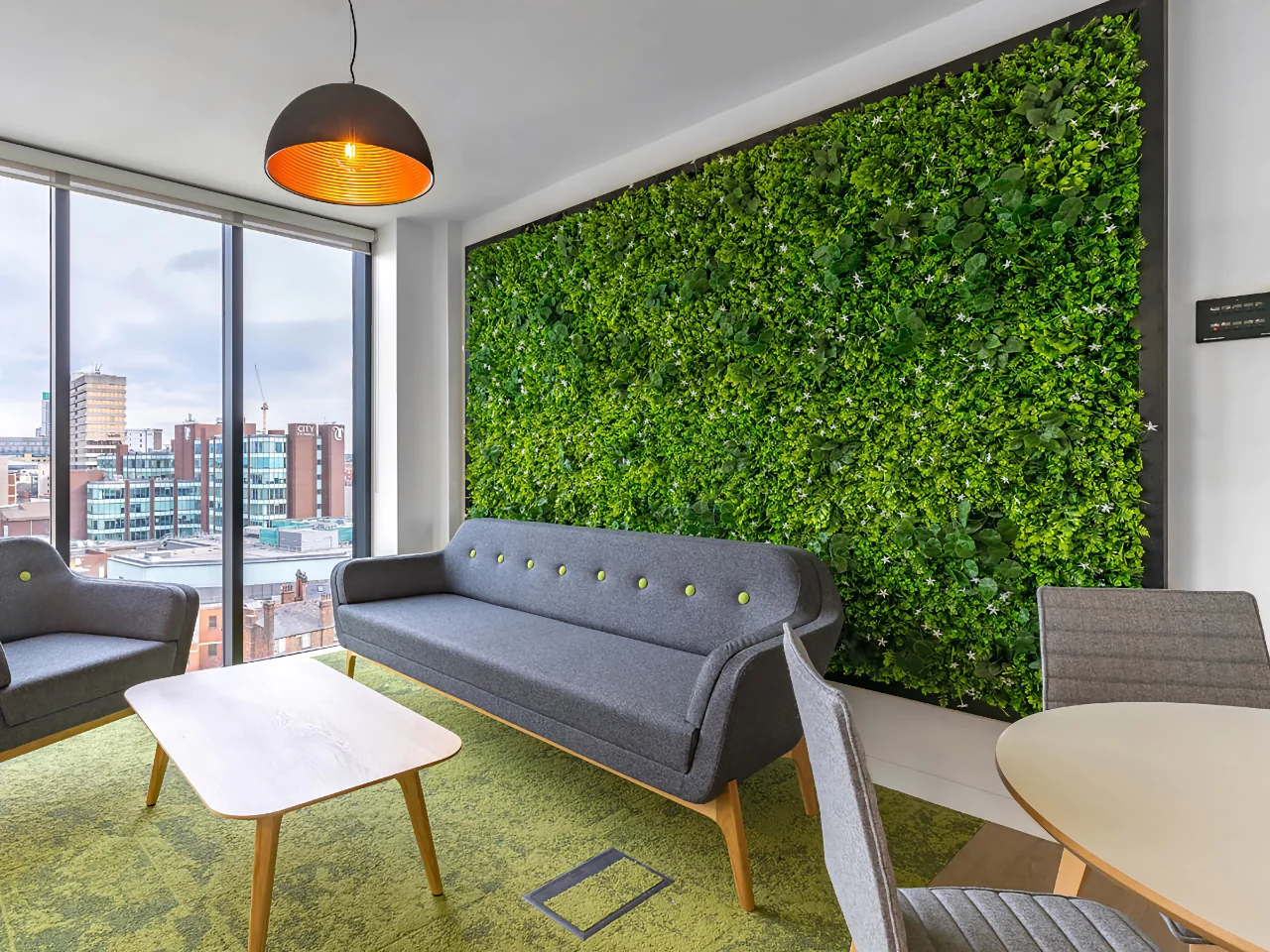 Office lounge green wall