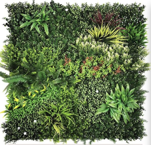 1M108 tropical patchwork foliage artificial green wall panel 100 x 100 cm