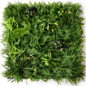 1M109 fern garden with yellow blossoms artificial green wall panel 100 x 100 cm