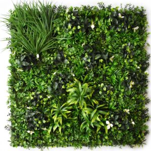 1M110 white blossom tropical foliage artificial green wall panel 100 x 100 cm
