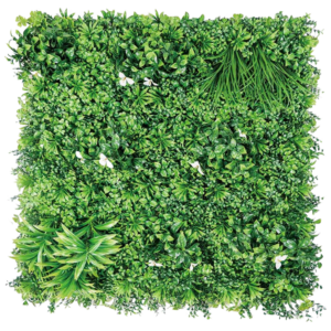 1M112 compact white blossom mixed foliage artificial green wall panel 100 x 100 cm