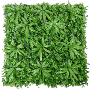 1M114 broad leaf purple accent artificial green wall panel 100 x 100 cm