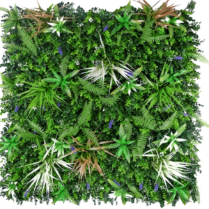 1M117 white spiked tropical foliage artificial green wall panel 100 x 100 cm