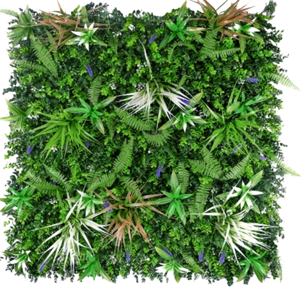 1M117 white spiked tropical foliage artificial green wall panel 100 x 100 cm