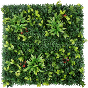 1M121 broad leaf mixed foliage artificial green wall panel 100 x 100 cm