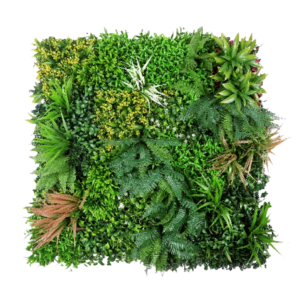 1M122 yellow accent fern patchwork artificial green wall panel 100 x 100 cm