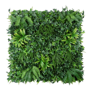 1M130 deep green fern and broad leaf artificial green wall panel 100 x 100 cm
