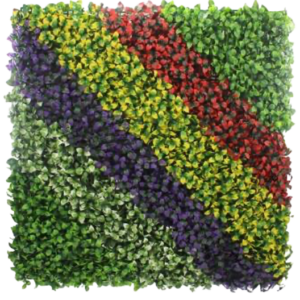 1M132 diagonal multicolour foliage artificial green wall panel 100 x 100 cm