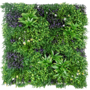 1M133 purple floral border foliage artificial green wall panel 100 x 100 cm
