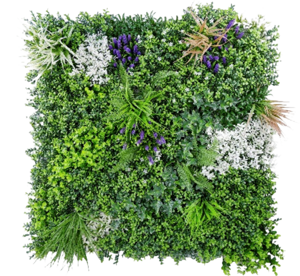 1M134 White and Purple Blossom Mix Artificial Green Wall Panel - 100 x 100 cm 1M134 white and purple blossom mix artificial green wall panel 100 x 100 cm