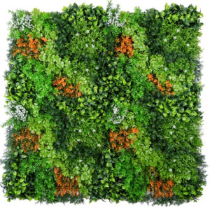 1M137 orange accent meadow foliage artificial green wall panel 100 x 100 cm