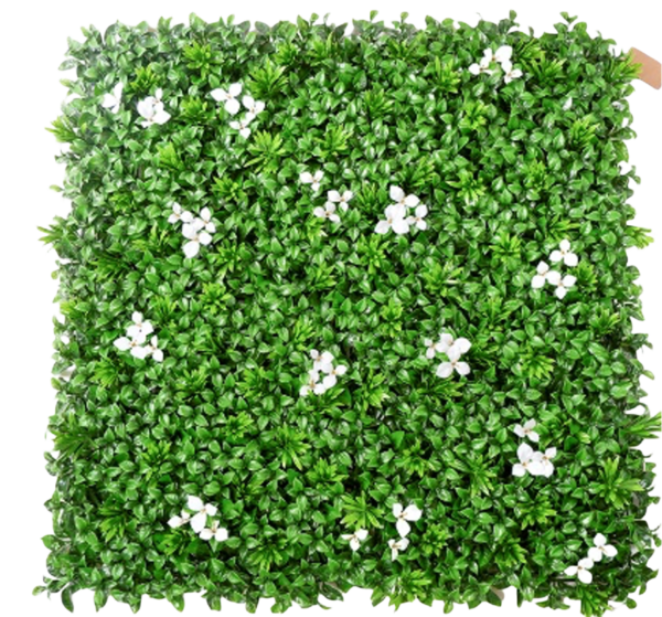 1M140 white blossom leaf hedge artificial green wall panel 100 x 100 cm