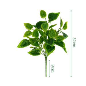 7-Stem Green Heart-Shaped Leaf Bush - artificial foliage stems wholesale