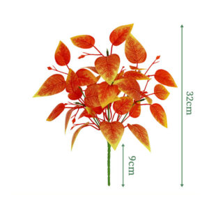 7-Stem Red Variegated Aucuba Leaf Bush - artificial foliage stems wholesale