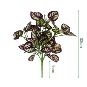 7-Stem Purple Feather Leaf Bush - artificial foliage stems wholesale