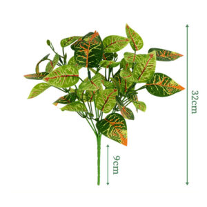 7-Stem Croton Leaf Bush - artificial foliage stems wholesale