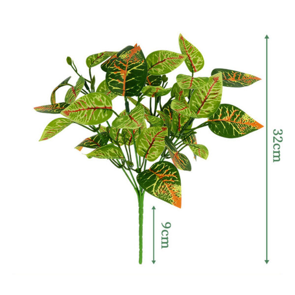 7-Stem Croton Leaf Bush - artificial foliage stems wholesale