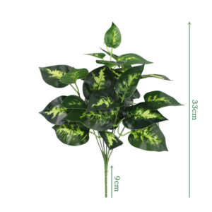 7-Stem Variegated Heart-Shaped Leaf Bush - artificial foliage stems wholesale