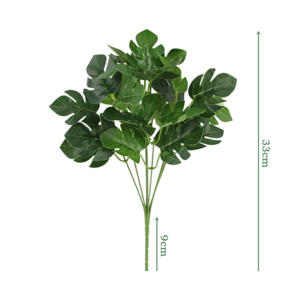7-Stem Mini Monstera Leaf Bush - artificial foliage stems wholesale