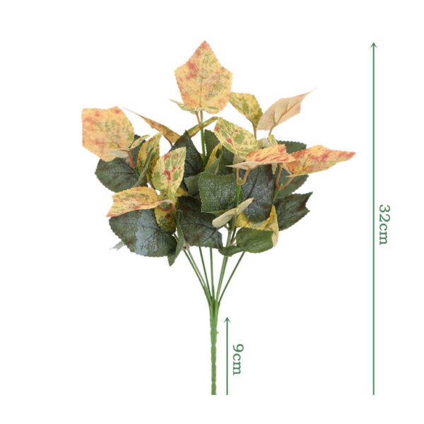 7-Stem Variegated Button Leaf Bush - artificial foliage stems wholesale