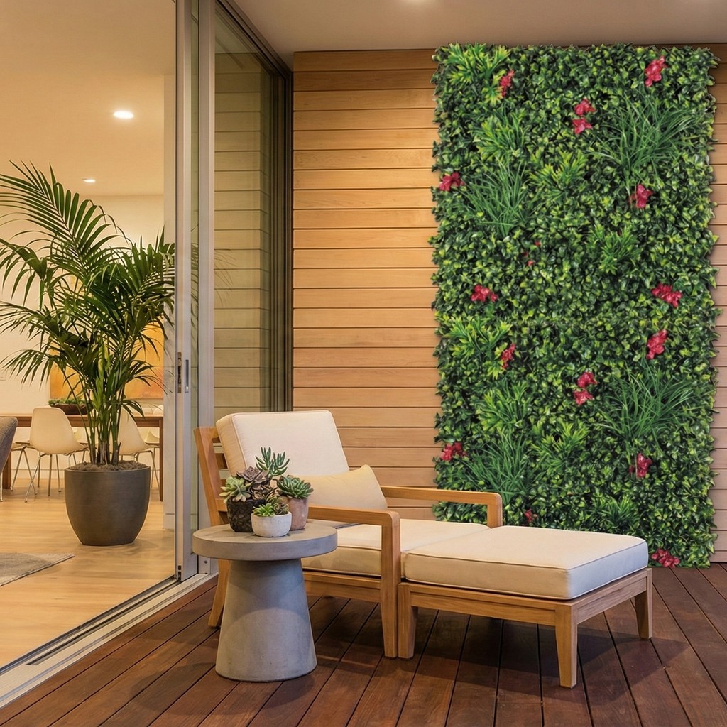 Outdoor artificial green wall patio project