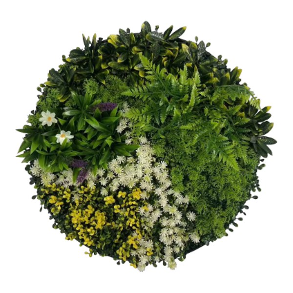 50x50cm artificial plant frame design with mixed ferns and white flowers