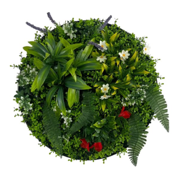 50x50cm artificial plant frame design with red flower accents
