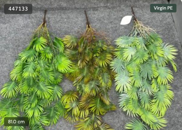 Artificial Fan Palm Leaf Hanging Bush – Tropical Color Series – artificial hanging plants wholesale
