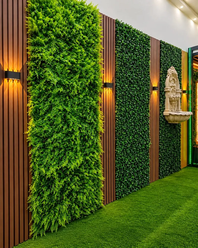 Artificial green wall installation in a commercial Gulf project